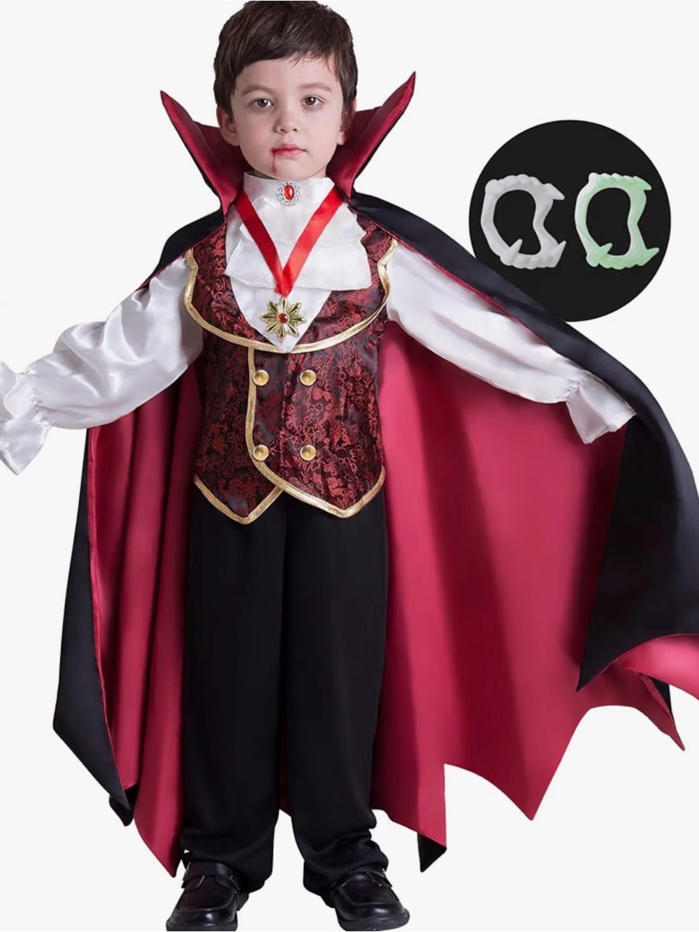 Kids Red & Black Vampire Costume  size Small 5-7 years